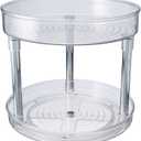 mDesign 2-Tier Lazy Susan Turntable for Kitchen Cabinets, Shelf, Table, Countertop - 9" Multi Level Rotating Organizer Carousel - Storage Turntable Organizer - Ligne Collection - Clear/Chrome