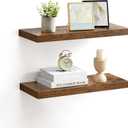 VASAGLE Wall Shelves Set of 2, Floating Shelves, Wall Mounted, 8 x 23.6 x 1.5 Inches, Display Shelves for Picture Frames, Wall Decor, Hanging Shelf for Living Room, Kitchen, Rustic Brown ULWS056B01