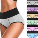 Eiggam Underwear for Women Cotton High Waist Panties Full Coverage Briefs Soft Strech Ladies Breathable Panties-Multi Pack (Medium)