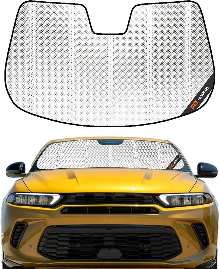 Pigenius Windshield Sun Shade for Dodge Hornet 2023-2025. Reflective Aluminum Film Front Window Sunshade - BLAZBLOCK