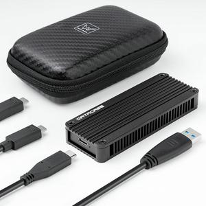 Aluminum M.2 NVME SATA SSD Enclosure Adapter with Bag, USB 3.2 Gen 2 (10 Gbps) M-Key/(B+M) Key Solid-State-Drive External Enclosure, Support UASP Trim for SSDs 2230/2242/2260/2280