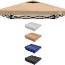 KAMPKEEPER Replacement Top Pop Up Canopy Tent Cover Roof with Air Vent and Adjustable Elastic Strap, Polyester UV Waterproof for Outdoor Garden Patio Sun Shade(Top Only) (Khaki, 8x8FT)