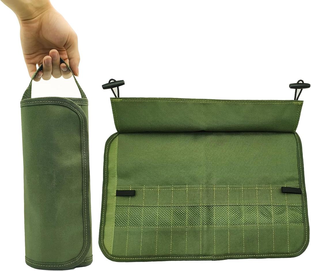 Camp Kitchen Organizer - Portable Camping Storage Organizer with Utensil Pouch, oxford fabric Cutlery Roll Bag for Forks, Spoons, Chopsticks, Compact Travel Utensil Set for Outdoor, Picnic, Hiking