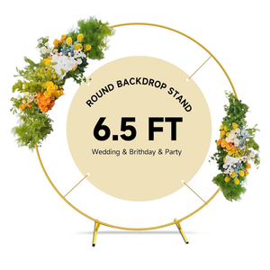 JEBUTU Balloon Arch Stand Metal Round Backdrop Stand Circle Balloon Arch Frame Wedding Arches 6.5FT for Ceremony Birthday Party Baby Shower Decoration