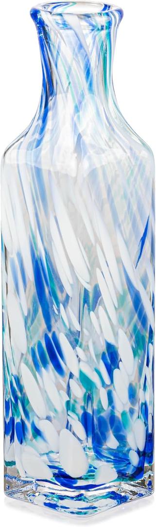 Blue and White Swirl Art Glass Vase, Ideal for Home, Office, Wedding Decor, Centerpieces and Table Arrangements 10 inch
