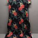 HUSKARY Women's Summer Maxi Dresses V Neck Cold Shoulder Short Sleeve Casual Loose Long Split Dress with Pocket (Medium, Pink Flower)