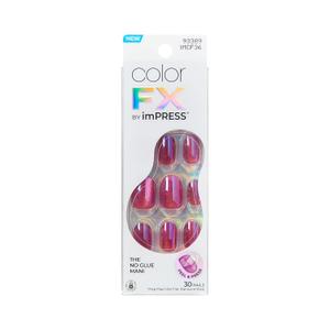 Kiss colorFX by Impress Press On Nails , Around You, Solid Pink with Pearlescent Finish, Short Oval, IMPROVED adhesive, Includes 30 Fake Nails, Prep Pad, 1 Manicure Stick, 1 Mini Nail File