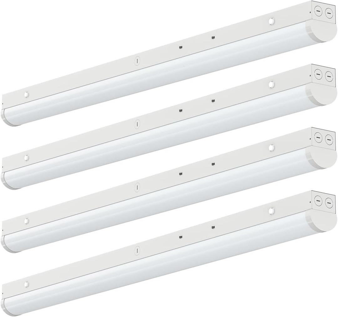 4FT LED Linear Strip Light, Super Bright LED Shop Lights 30W 40W 50W 60W 70W Selectable/100V-277V 6CCT 3000K-6500K, Flush Mount 0-10V Dimmable Commercial Garage Indoor Ceiling Light, ETL DLC(4 Pack)