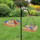 Cedar Wood Platform Tray Bird Feeder 10 - Hanging Bird Feeder for Outside Outdoor - Stainless Steel Cable Mesh Base - Weather Proof Birdfeeder for 10 Years - Longtime Outdoor Lasting Heavy Duty