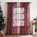 Burgundy Lace Curtains 80 Inches Long Vintage Floral Curtains 2 Panels for Bedroom Living Dining Room Rod Pocket Light Filtering Maroon French Modern Romantic Window Privacy Decor, 52x80, Wine Red