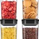 MR.SIGA 4 Pack Airtight Food Storage Container Set, BPA Free Kitchen Pantry Organization Canisters, One-handed Airtight Cereal Snack Candy Storage Containers, 1 L / 34oz, Medium, Black