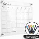 Premium Acrylic Calendar for Wall (16.75 x 13.25) Clear Calendar & Family Reusable Planner with Vibrant Markers, Acrylic Dry Erase Board for Wall, Home, Office, or Family Command Center