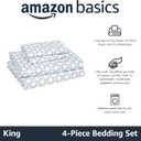 Amazon Basics Lightweight Microfiber 4-Piece Bed Sheet Set, King, Aqua, Printed