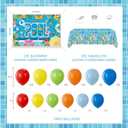 75Pcs Party Decorations Supplies,Tropical Aloha Photography Backdrop,Faux Grass Table Skirt and Balloon Garland Arch Kit for Birthday Party (Pool)