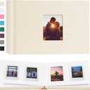 56 Pockets Instax Mini Photo Album for 2x3 Pictures, Linen Hardcover Polaroid Photo Album with Writing Space, Polaroid Album Book for Fujifilm Instax Mini Instant Camera (Beige)