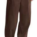 Runcati Mens Casual Corduroy Pants Elastic Waist Straight Leg Slacks Drawstring Loose Fit Trousers (X-Large, Brown)