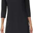 Lightbare Women’s 3/4 Sleeve Dress with Pockets UPF 50+ Casual Sun Dress Breathable Quick Dry for Beach Hiking Outdoors Party (M, Black)