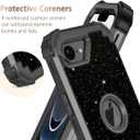 LONTECT for iPhone 16e Case Glitter Sparkly Bling 3 in 1 Shockproof Heavy Duty Hybrid Sturdy High Impact Protective Cover Case for Apple iPhone 16e 6.1 inch 2025,Black