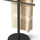 Hand Towel Stand, Stainless Steel Towel Holder for Bathroom Countertop, 15.2 Inch S-Shape Weighted Base Standing Hand Towel Rack Bar Holds 2 Towels for Kitchen Vanity, Black