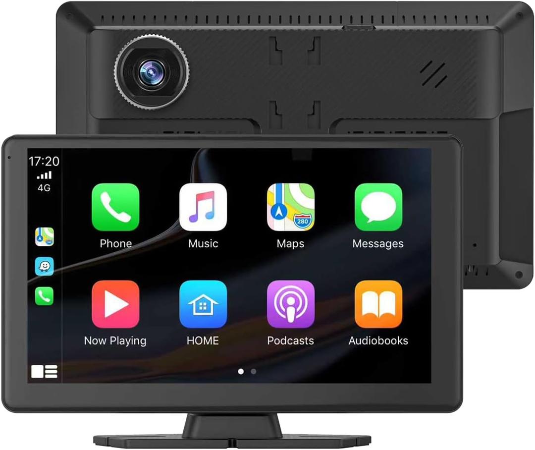 9" Portable Carplay Screen for Car Wireless CarPlay & Android Auto Carscreen wiht 5K Dash Cam & 1080p Backup Camera/Bluetooth/GPS/Voice Control/Mirror Link