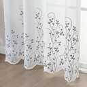 SLEEP ZONE Sheer Curtains for Living Room and Bedroom, Embroidered Sheer Curtains White Sheer Curtain 52 84 inches Long of 2 Panels, White Twig