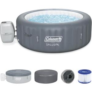 Coleman Palm Springs 4 to 6 Person EnergySense Smart AirJet Plus Inflatable Hot Tub Outdoor Spa with 140 AirJets and Insulated Cover