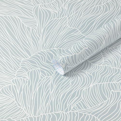 Heroad Blue Peel and Stick Wallpaper Boho Contact Paper 17.3"x196" Striped Wall Paper Modern Removable Self Adhesive Wallpaper for Bathroom Bedroom Cabinet Waterproof Neutral Wall Decor Vinyl Roll