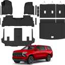Floor Mats & Cargo Liner & Backrest Mat for 2021-2026 Chevrolet/Chevy Suburban/GMC Yukon XL 7 Seats All Weather Protection TPE Rubber Full Set Automotive Floor Liner Accessories (2nd Row Bucket Seats)