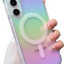 SAKUULO Magnetic Case for Samsung Galaxy S25 Plus Compatible with Magsafe, Bling Laser Iridescent Florescent Crystal Sparkly Luxury Shockproof Protective Cover for Women Men