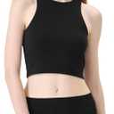 florence by mills Women's Bright Side Crop Racerback Tank Top (Black, L)