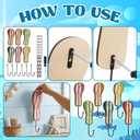 DoubleFill 6 Pcs Sandal Wall Hooks Wooden Sandal Towel Hooks Decorative Hawaiian Tropical Wall Hangers Vintage Summer Towel Hangers Decor for Beach Pool Bathroom Bedroom Decoration