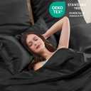 Standard Satin Pillowcase for Hair 2pc,Similar to Silk Pillow Cases,Easier Care Than Silk Pillowcase,Gifts for Women Men,Black,20x26 & Envelope Closure and 2 Satin Scrunchies
