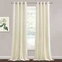 StangH Ivory White Velvet Curtains for Bedroom - Luxury Decor Soft Texture Kids Curtains Grommet Light Blocking Thermal Insulated Panel Drapes for Living Room/Dining, Ivory, W52 x L96, 2 Panels