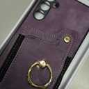 Asuwish Phone Case for Samsung Galaxy A34 5G Wallet Cover with Tempered Glass Screen Protector and Wrist Strap Lanyard RFID Credit Card Holder Ring Stand Cell Accessories A 34 34A Women Men Purple