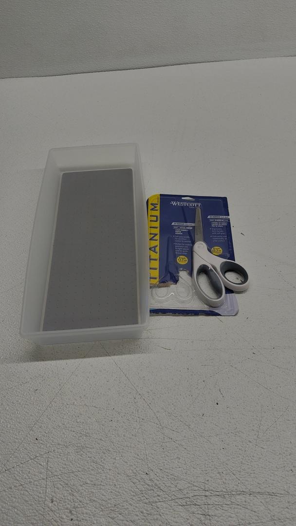 Westcott 5-Inch Micro-Tip & 8-Inch Bent Craft Fabric Scissors - Titanium Bonded Blades for Heavy Fabric and Precise Snips, 1 Pack, Antimicrobial Classic 15 x 6 Bin, Drawer Organizer, Multi-Purpose Home Organization, EPA Certified, White Westcott 5-Inch Micro-Tip & 8-Inch Bent Craft Fabric Scissors - Titanium Bonded Blades for Heavy Fabric and Precise Snips, 1 Pack, Antimicrobial Classic 15 x 6 Bin, Drawer Organizer, Multi-Purpose Home Organization, EPA Certified, White