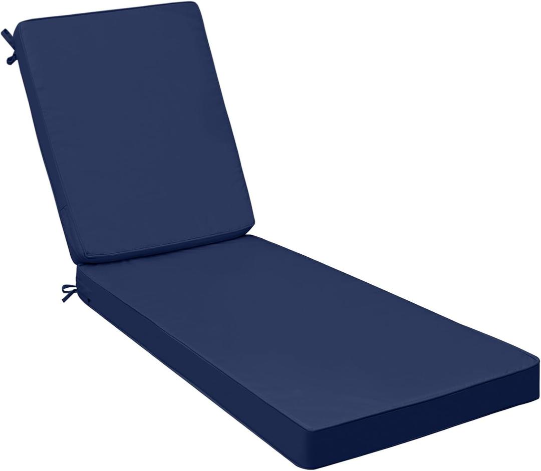 AAAAAcessories Outdoor Chaise Lounge Cushions, Fade-Resistant, Waterproof Patio Furniture Replacement Cushions, 72" x 21" x 3", Navy Blue
