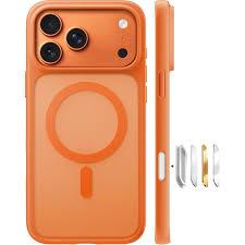 TORRAS for iPhone 17 Pro Case with Stand, Fit for MagSafe, 4X Military Drop Protection, Camera Control Button, Slim Soft Edge Phone Case for iPhone 17 Pro, Translucent Matte Cover 6.3", Bright Orange