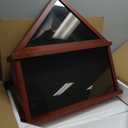 HBCY Creations Flag Display Case with Certificate Holder for 5' x 9.5' American Veteran Burial Flag, Solid Wood with Glass Front with Wall Mount or Standing Display, Cherry Finish