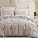 LOVQUE Linen Light Grey Duvet Cover Twin Size, 100% Washed Cotton Linen Like Bedding Set with Zipper Closure (No Comforter), 68x90 Inches