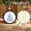 Chinoiserie Christmas Tree Floral Wooden Hanging Ornament, Blue and White Chinoiserie Floral Wooden Ornaments for Christmas Tree, Blue and White Xmas Grand Millenial Decoration, Set of 4