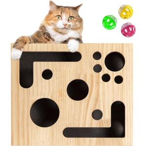Cat Nail File Enrichment Box & Scratch Puzzle Maze Stress-Free Nail Filing Alternative to Clippers & Grinders, Indoor Cat Scratcher, Treat Maze, Sandpaper Claw File, Interactive Puzzle Box