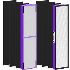 FLT5250PT Replacement Filter for AC5000 AC5000E AC5300B AC5350W AC5350B CDAP5500 BXAP250 AP2800CA Air Cleaner Purifier, 2 Premium Filters with 6 Carbon Pre-Filter, Purple Pet Care Version