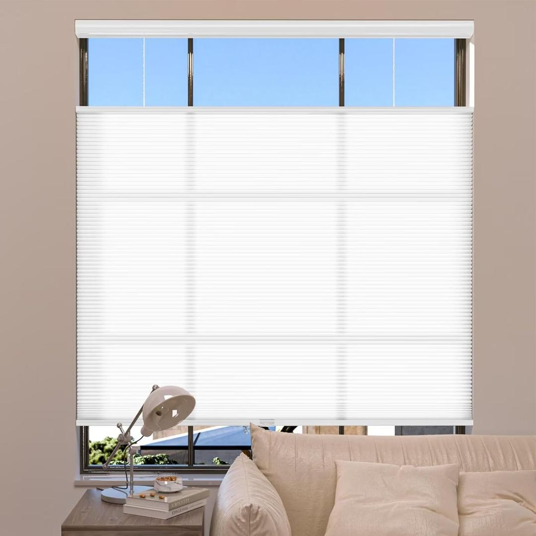 MYshade Top Down Bottom Up Shades Light Filtering Shade Cordless Blinds for Indoor Windows Honeycomb Cellular Sheer Window Blinds & Shades Easy to Install 34" W X 72" H (White)