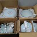 vancasso ANYA 24 Pieces Plates and Bowls Set, Mint Green Dinnerware Sets, Reactive Glaze Dishes Set for 8, Ceramic Dishware Sets Kitchen Dinner Set, Microwave & Dishwasher Safe