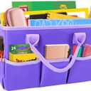 ZKOO Art Organizer Desktop Craft Storage Tote Bag for Crafts, Sewing, Paper, Art, Canvas, Supplies Storage Organization with Handles for Travel or Daily Use (Purple, Small)