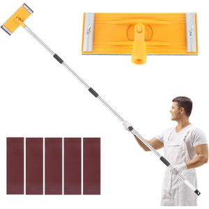 Pole Sander for Drywall, 31-74-inch Manual Hand Drywall Sander with Extension Pole. Perfect for Painting, Complete with 5pcs Sanding Sheets (60, 100, 180, 240, 320 Grit)