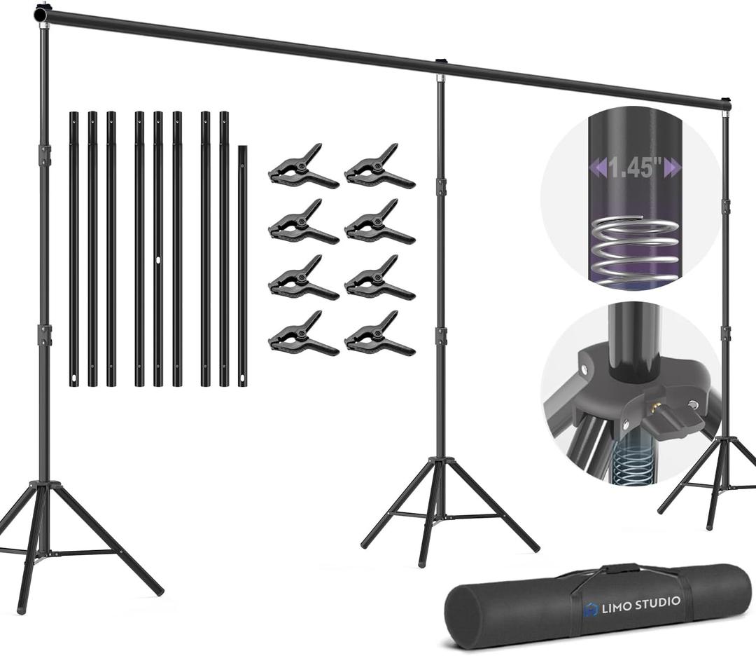 LimoStudio (Super Heavy Duty) 20.1 ft. Wide x 10.4 ft. Tall Backdrop Stand, Upgraded Model 1.45" Thick Pole, Super Structure Heavier & Stronger, No Wobble Background Support System Kit, AGG2280