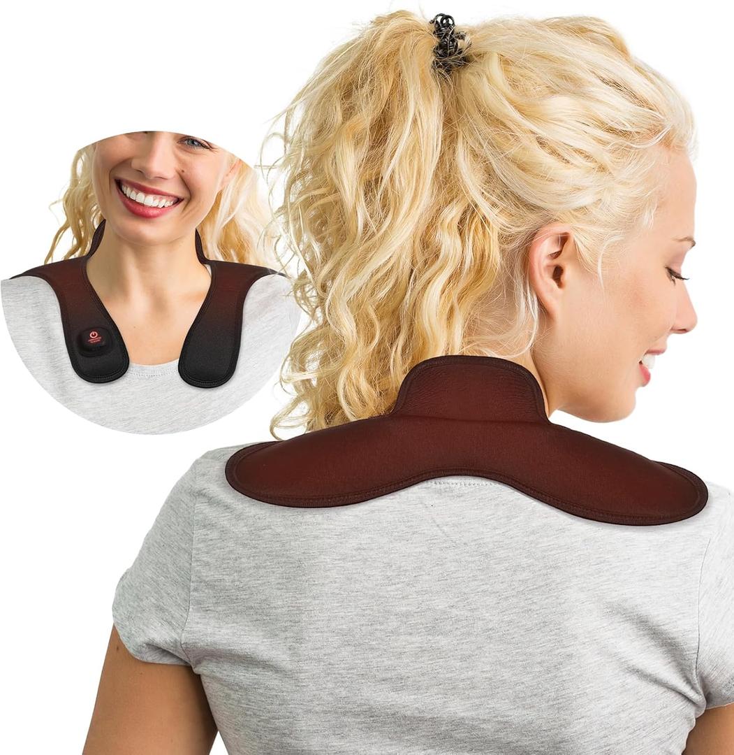 Neck Heating Pad, Cordless Heated Neck Wrap, 4000mAh Heating Pad Portable Mini for Neck Shoulder Pain Relief Muscle Stiffness, 4 Temperature Modes Travel(Black)