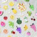 2 x Summer Fruit Nail Stickers for Nail Art Iridescent Shimmer Nail Decals,Lemon Strawberry Grape Watermelon Stickers for Nails Designs 3D Self Adhesive Nail Supplies & Decorations for Women Girls 1 Sheet