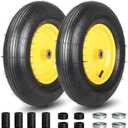 GICOOL 4.80/4.00-8 Wheelbarrow Tire and Wheel, 16" Rubber Pneumatic Wheel, 3"- 6" Centered Hub, 5/8" & 3/4" Bearings, for Hand Truck, Trolley, Garden Cart, Wagons, 2 Pack (Explorer Series)